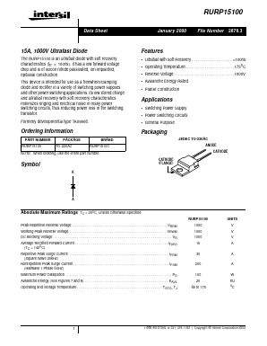 RURP15100 Datasheet PDF Intersil