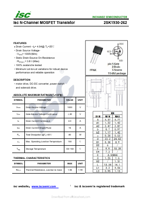 2SK1930-262 Datasheet PDF Inchange Semiconductor