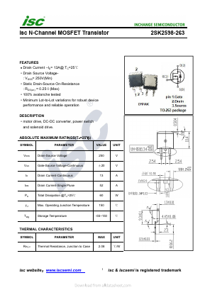2SK2598-263 Datasheet PDF Inchange Semiconductor