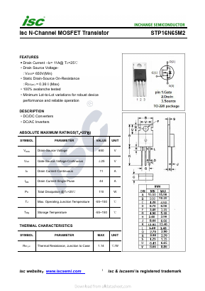 STP16N65M2 Datasheet PDF Inchange Semiconductor