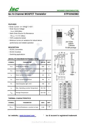 STP33N65M2 Datasheet PDF Inchange Semiconductor