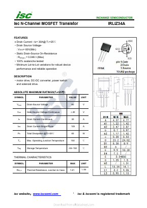 IRLIZ34A Datasheet PDF Inchange Semiconductor
