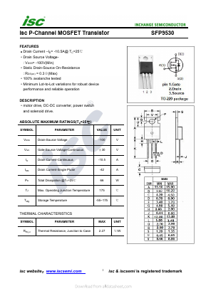 SFP9530 Datasheet PDF Inchange Semiconductor