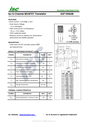 SSF10N60B Datasheet PDF Inchange Semiconductor
