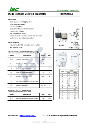 SSW5N90A Datasheet PDF Inchange Semiconductor