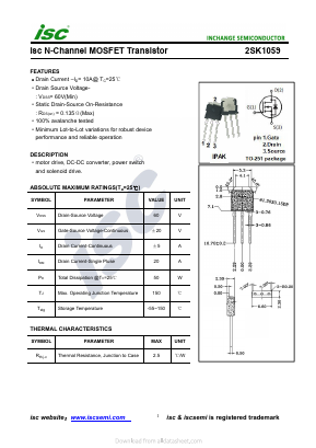 2SK1059 Datasheet PDF Inchange Semiconductor