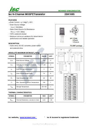 2SK1085 Datasheet PDF Inchange Semiconductor