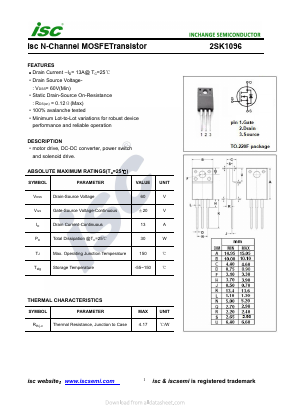 2SK1096 Datasheet PDF Inchange Semiconductor