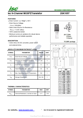 2SK1097 Datasheet PDF Inchange Semiconductor