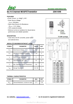 2SK1098 Datasheet PDF Inchange Semiconductor