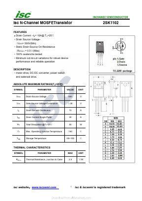 2SK1102 Datasheet PDF Inchange Semiconductor