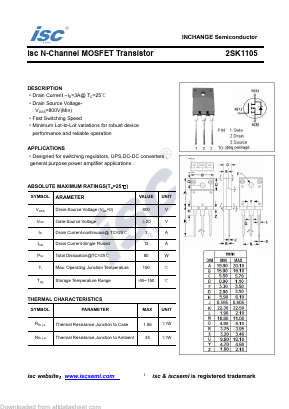 2SK1105 Datasheet PDF Inchange Semiconductor