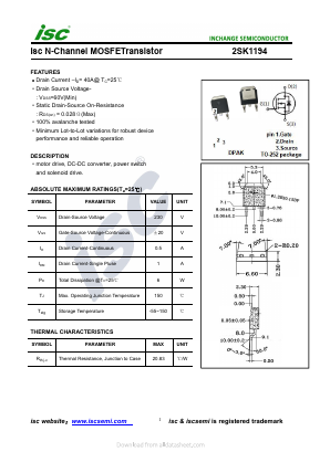 2SK1194 Datasheet PDF Inchange Semiconductor