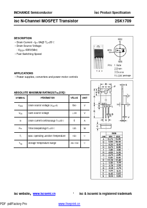 K1709 Datasheet PDF Inchange Semiconductor
