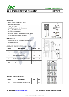 K1715 Datasheet PDF Inchange Semiconductor