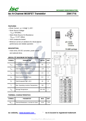 K1716 Datasheet PDF Inchange Semiconductor