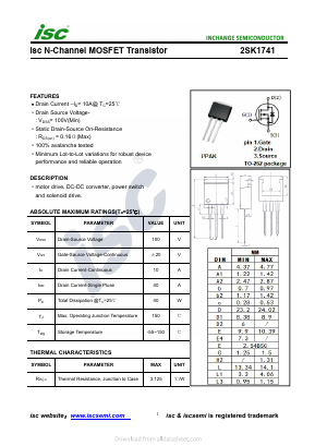 2SK1741 Datasheet PDF Inchange Semiconductor