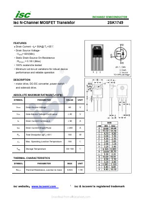 2SK1749 Datasheet PDF Inchange Semiconductor