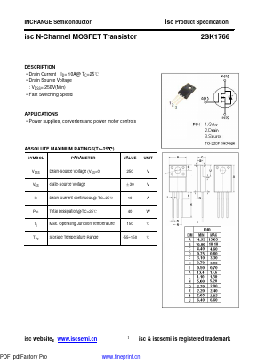 K1766 Datasheet PDF Inchange Semiconductor