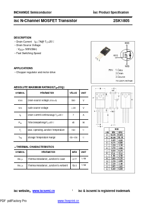 K1805 Datasheet PDF Inchange Semiconductor