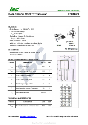 2SK1838L Datasheet PDF Inchange Semiconductor