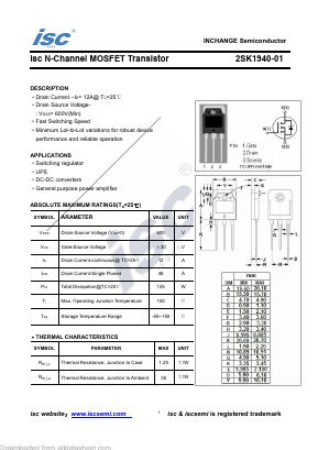 2SK1940-01 Datasheet PDF Inchange Semiconductor