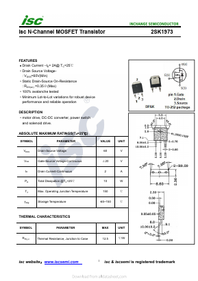 K1973 Datasheet PDF Inchange Semiconductor