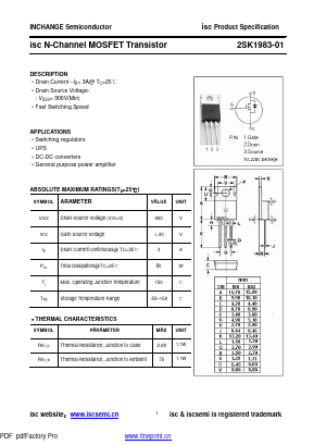 2SK1983-01 Datasheet PDF Inchange Semiconductor