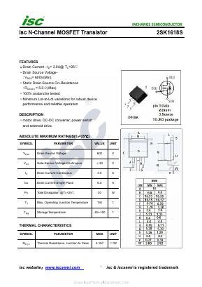 K1618S Datasheet PDF Inchange Semiconductor