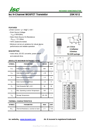 K1612 Datasheet PDF Inchange Semiconductor