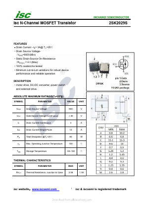 K2029S Datasheet PDF Inchange Semiconductor