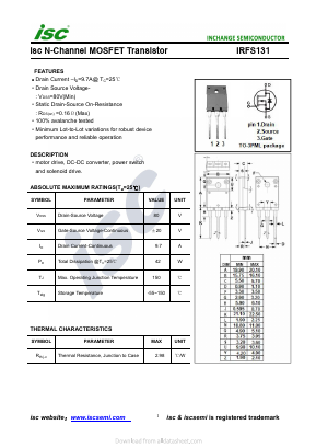 IRFS131 Datasheet PDF Inchange Semiconductor