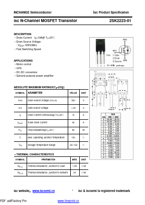 2SK2223-01 Datasheet PDF Inchange Semiconductor