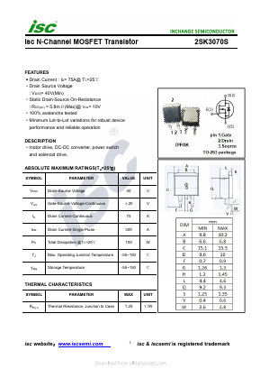 2SK3070S Datasheet PDF Inchange Semiconductor