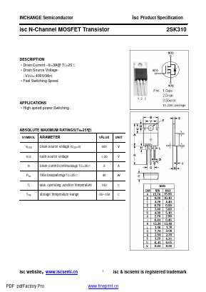K310 Datasheet PDF Inchange Semiconductor