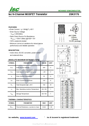2SK3176 Datasheet PDF Inchange Semiconductor