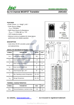 K3453 Datasheet PDF Inchange Semiconductor