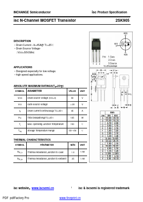 K905 Datasheet PDF Inchange Semiconductor