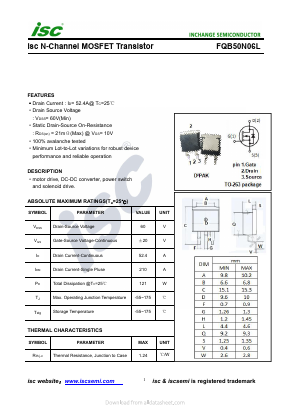 FQB50N06L Datasheet PDF Inchange Semiconductor