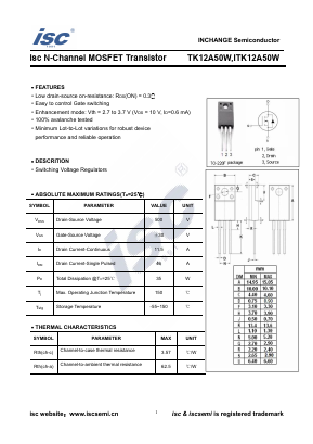 TK12A50W Datasheet PDF Inchange Semiconductor
