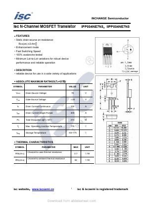IIPP034NE7N3 Datasheet PDF Inchange Semiconductor