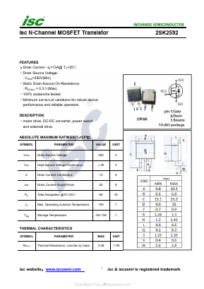 K2592 Datasheet PDF Inchange Semiconductor