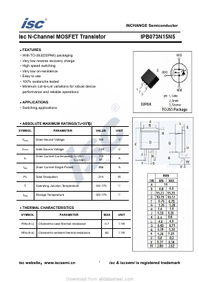 IPB073N15N5 Datasheet PDF Inchange Semiconductor