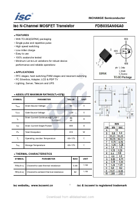 FDB035AN06A0 Datasheet PDF Inchange Semiconductor