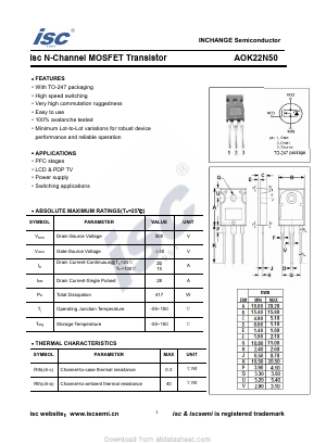 AOK22N50 Datasheet PDF Inchange Semiconductor