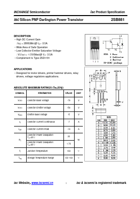 2SB881 Datasheet PDF Inchange Semiconductor