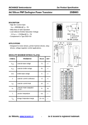 B883 Datasheet PDF Inchange Semiconductor