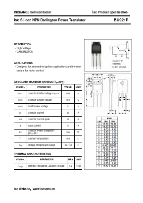 BU921P Datasheet PDF Inchange Semiconductor