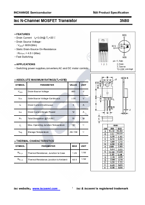3N80-220 Datasheet PDF Inchange Semiconductor