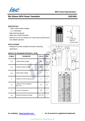 D1503 Datasheet PDF Inchange Semiconductor